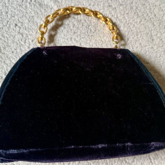 Black and Gold Hardware Woman Purse 90s, Black light suede. - Picture 6 of 6
